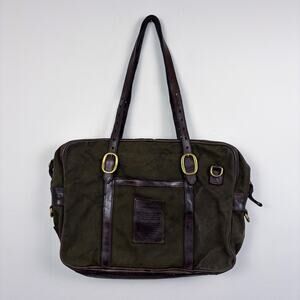 Campomaggi Carcoat in Military Green Canvas and Gray Leather